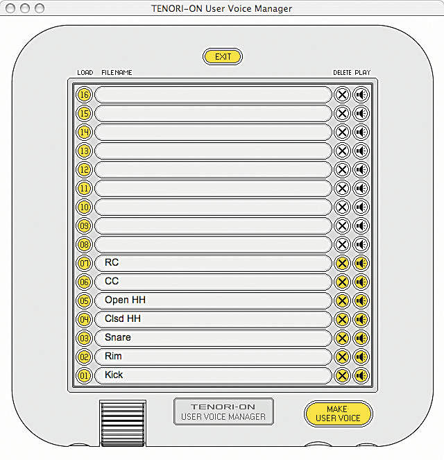 A software application - the Tenori-on Voice Manager - is supplied.